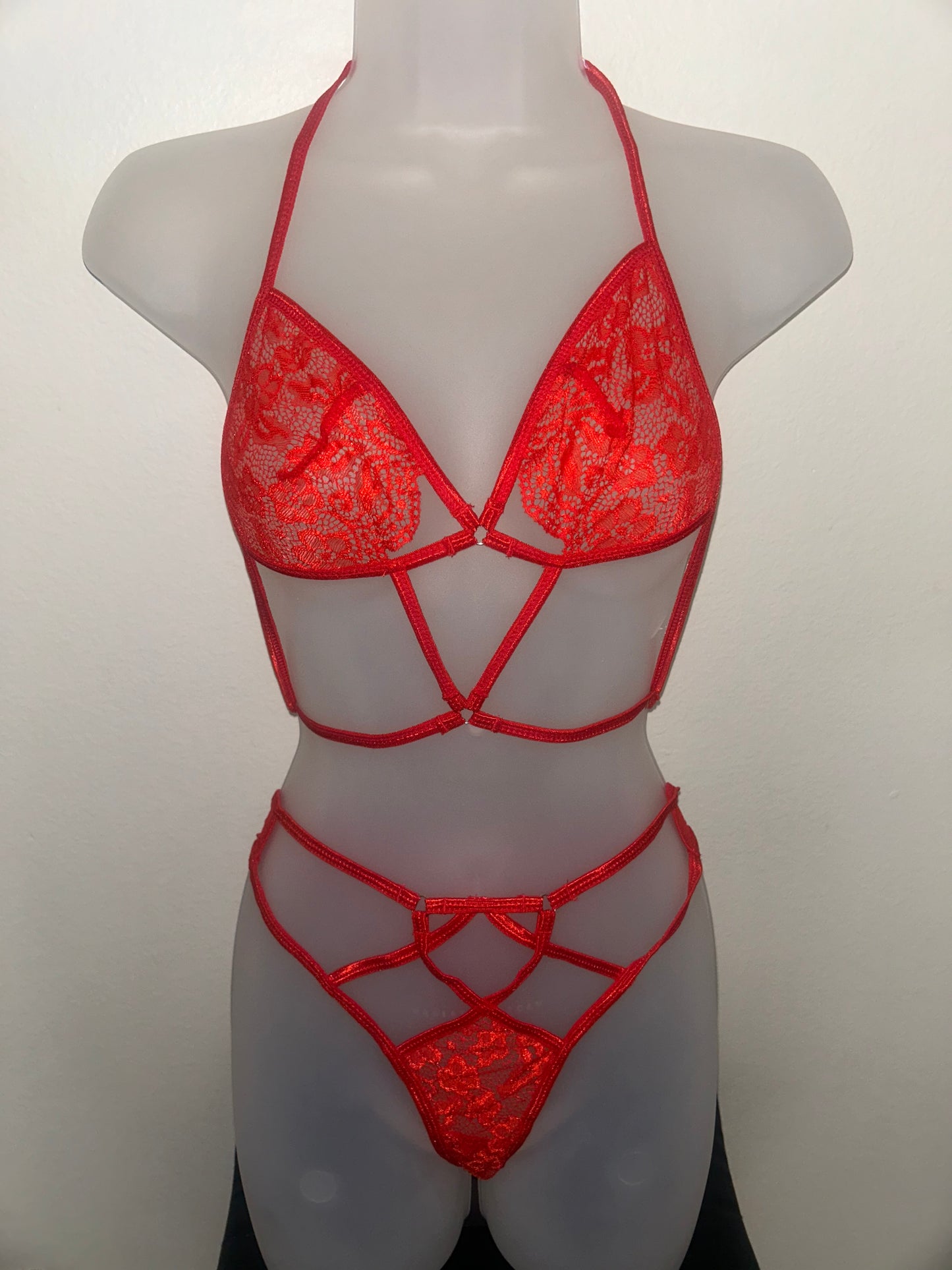 Red Lace Bikini Set