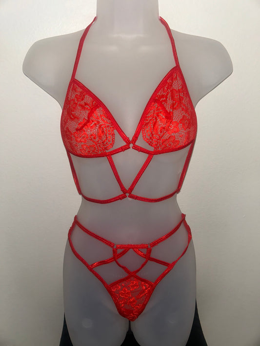 Red Lace Bikini Set